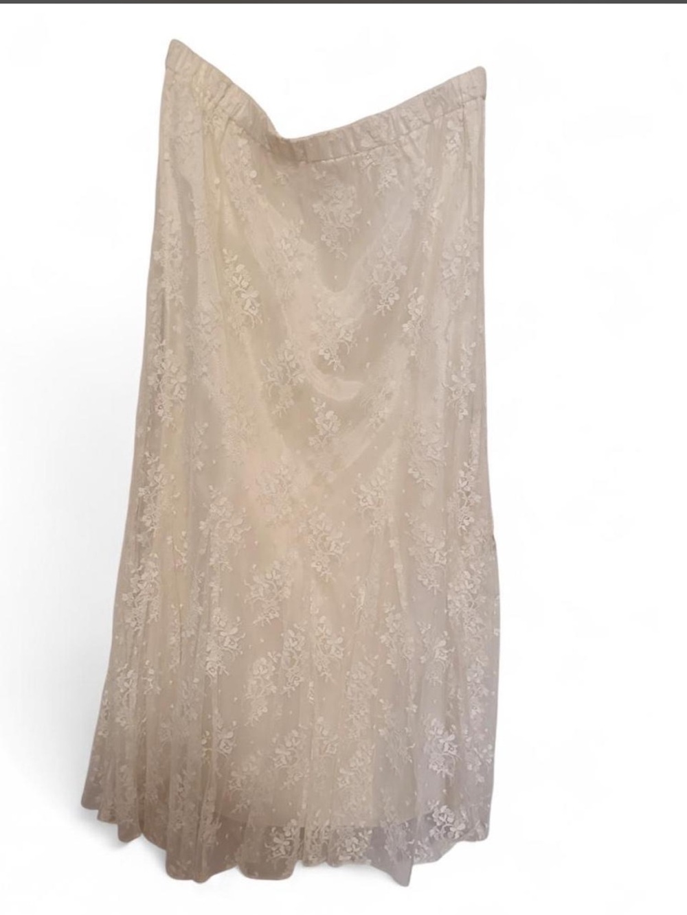Elegant Cream Lace Midi Skirt